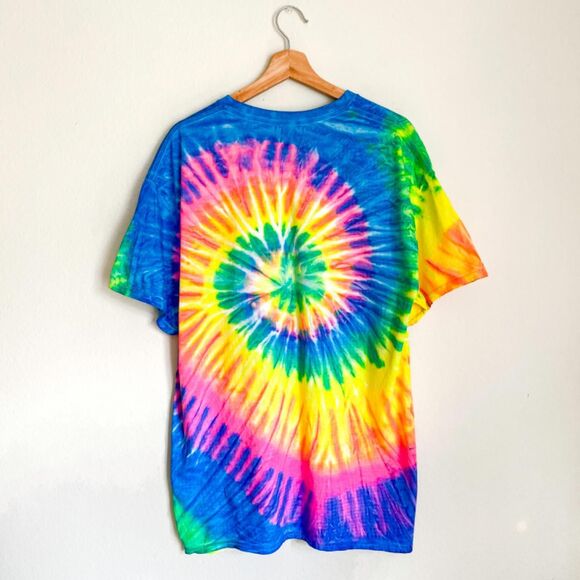 New Gildan Rainbow Tie-Dye Short Sleeve T-Shirt Crewneck Size X-Large Top - Picture 7 of 8